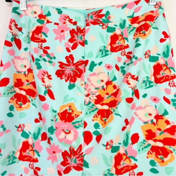 J. Crew Factory Mint 100% Cotton Vibrant Red Floral Pencil Skirt - Picture 7 of 15